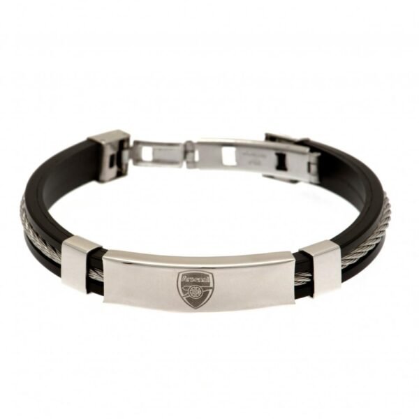 Official Arsenal FC Silver Inlay Silicone Bracelet Official Arsenal FC Silver Inlay Silicone Bracelet
