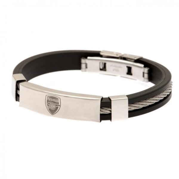 Official Arsenal FC Silver Inlay Silicone Bracelet Official Arsenal FC Silver Inlay Silicone Bracelet