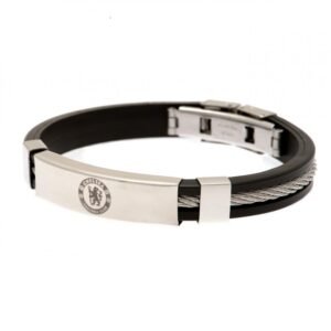 102006-Chelsea-FC-Silver-Inlay-Silicone-Bracelet Official Chelsea FC Silver Inlay Silicone Bracelet