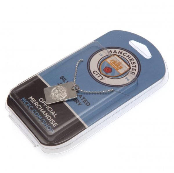 Official Manchester City FC Silver Plated Dog Tag & Chain Official Manchester City FC Silver Plated Dog Tag & Chain
