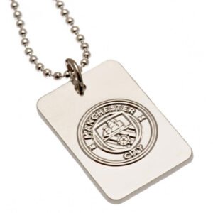 Official Manchester City FC Silver Plated Dog Tag & Chain Official Manchester City FC Silver Plated Dog Tag & Chain