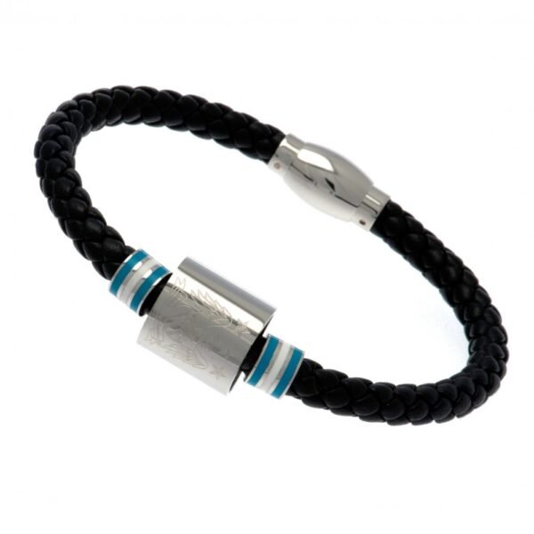 Official Manchester City FC Colour Ring Leather Bracelet Official Manchester City FC Colour Ring Leather Bracelet