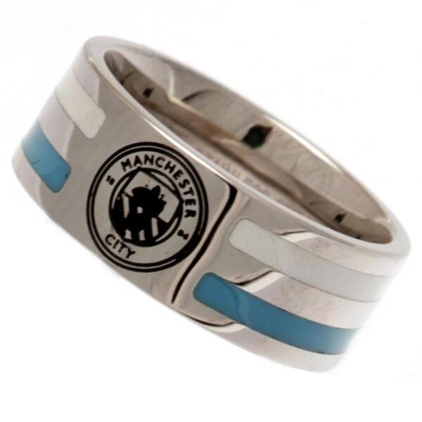 123037-Manchester-City-FC-Colour-Stripe-Ring-1 Official Manchester City FC Colour Stripe Ring Medium