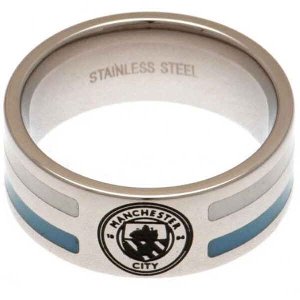 123037-Manchester-City-FC-Colour-Stripe-Ring Official Manchester City FC Colour Stripe Ring Medium