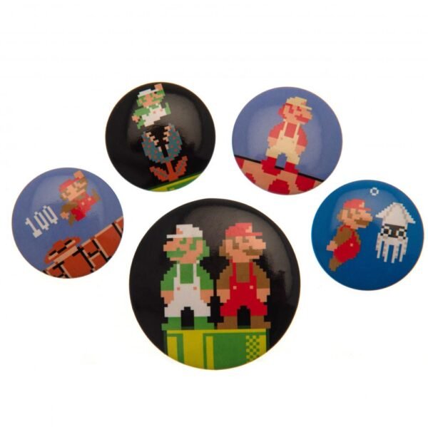 176883-Super-Mario-Button-Badge-Set-Retro-1 Official Super Mario Retro Button Badge Set
