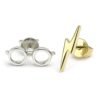 Official Harry Potter Sterling Silver Lightning Bolt & Glasses Stud Earrings