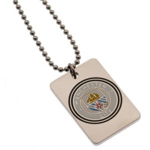 Official Manchester City FC Enamel Crest Dog Tag & Chain