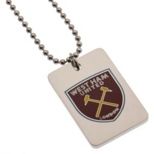 Official West Ham United FC Enamel Crest Dog Tag & Chain