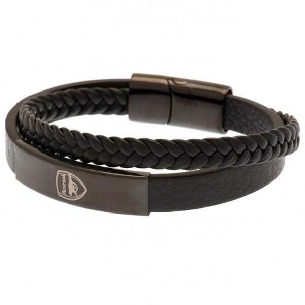 190981-Arsenal-FC-Black-IP-Leather-Bracelet-1 Official Arsenal FC Black IP Leather Bracelet