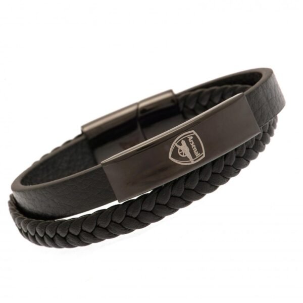 190981-Arsenal-FC-Black-IP-Leather-Bracelet Official Arsenal FC Black IP Leather Bracelet