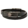 Official Celtic FC Black IP Leather Bracelet