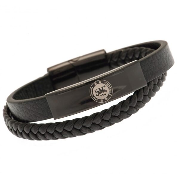 190983-Chelsea-FC-Black-IP-Leather-Bracelet Official Chelsea FC Black IP Leather Bracelet