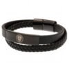 Official Manchester City FC Black IP Leather Bracelet