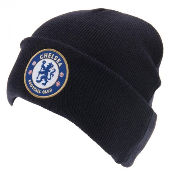 1964-Chelsea-FC-Knitted-Hat-TU-NV-1 Official Chelsea FC Navy Cuff Beanie