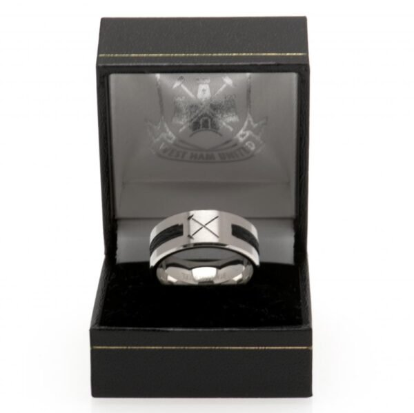 Official West Ham United FC Black Inlay Ring Small HM Official West Ham United FC Black Inlay Ring Small HM