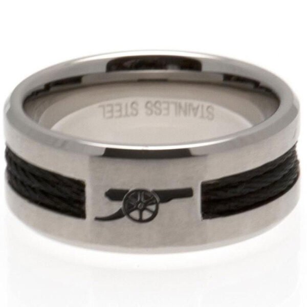 23236-Arsenal-FC-Black-Inlay-Ring Official Arsenal FC Black Inlay Ring Medium