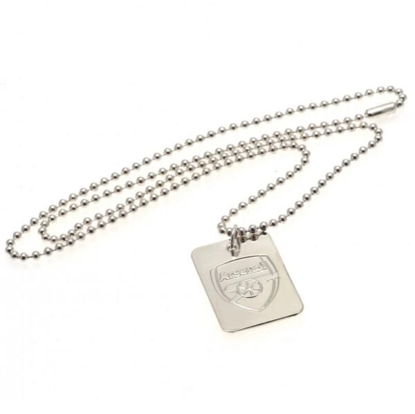 Official Arsenal FC Silver Plated Dog Tag & Chain Official Arsenal FC Silver Plated Dog Tag & Chain