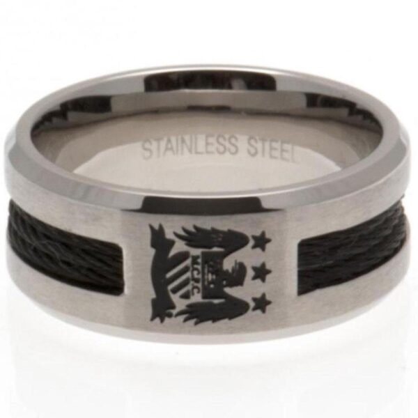 26534-Manchester-City-FC-Black-Inlay-Ring-EC Official Manchester City FC Black Inlay Ring Large EC