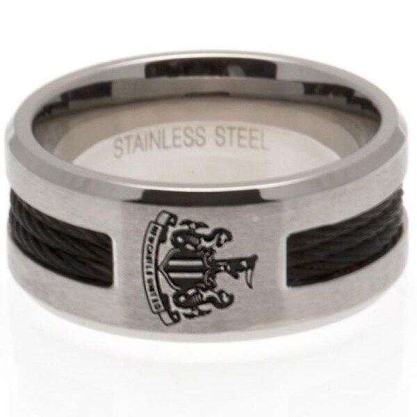 26712-Newcastle-United-FC-Black-Inlay-Ring Official Newcastle United FC Black Inlay Ring Medium