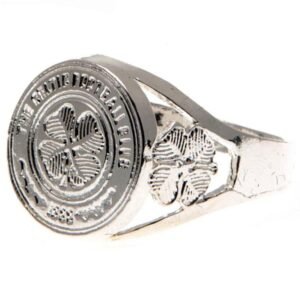 Official Celtic FC Silver Plated Crest Ring Medium