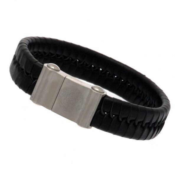 Official Leicester City FC Single Plait Leather Bracelet Official Leicester City FC Single Plait Leather Bracelet