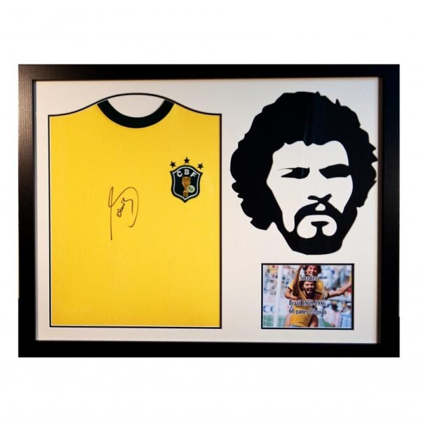 Official Brasil Socrates Signed Shirt Silhouette Official Brasil Socrates Signed Shirt Silhouette