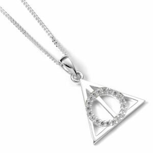 Official Harry Potter Sterling Silver Deathly Hallows Crystal Necklace