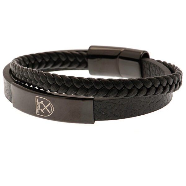 TM-00968-West-Ham-United-FC-Black-IP-Leather-Bracelet-1 Official West Ham United FC Black IP Leather Bracelet