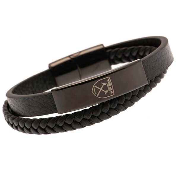 TM-00968-West-Ham-United-FC-Black-IP-Leather-Bracelet Official West Ham United FC Black IP Leather Bracelet