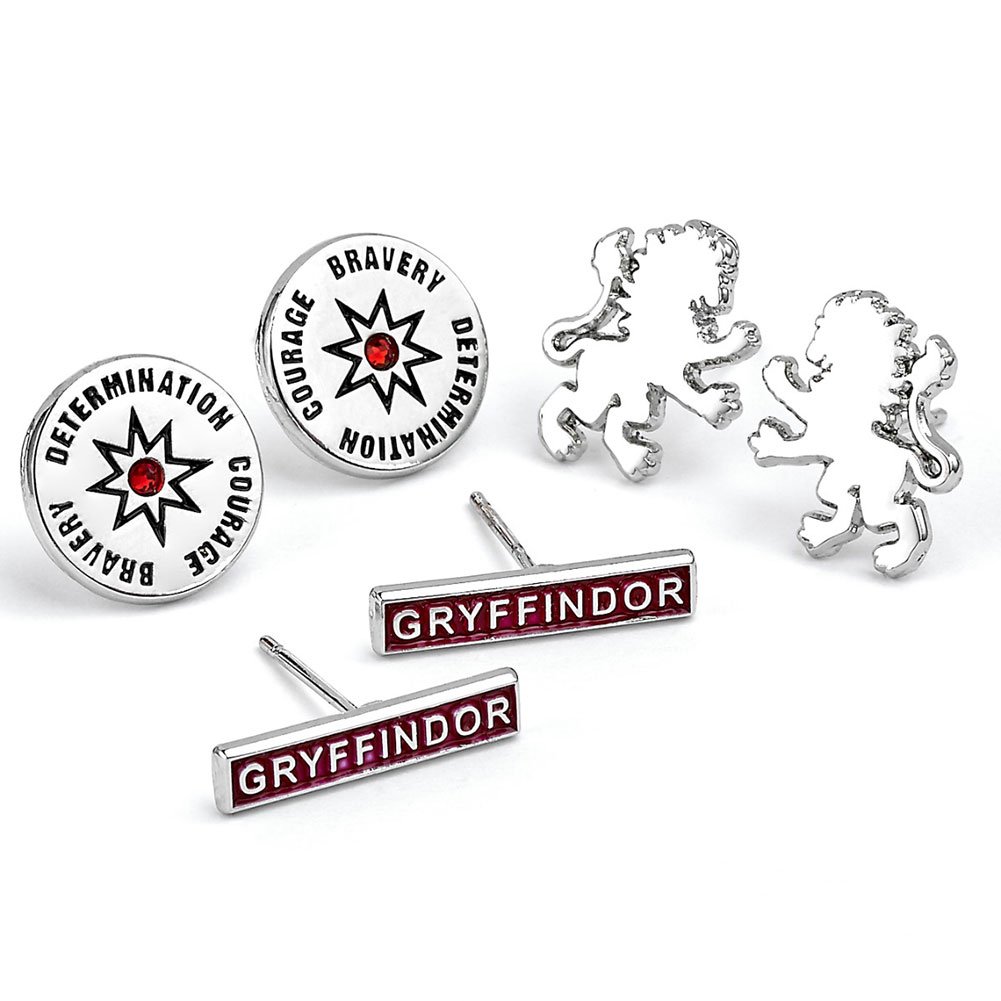 TM-00989-Harry-Potter-Silver-Plated-Earring-Set-Gryffindor Official Harry Potter Silver Plated Gryffindor Stud Earring Set