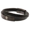 Official Rangers FC Black IP Leather Bracelet