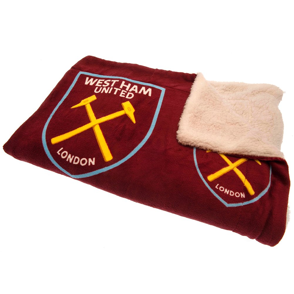 TM-01416-West-Ham-United-FC-Sherpa-Fleece-Blanket Official West Ham United FC Sherpa Fleece Blanket