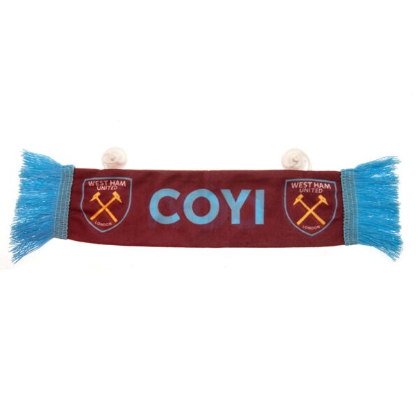 TM-01578-West-Ham-United-FC-Mini-Car-Scarf Official West Ham United FC Mini Car Scarf