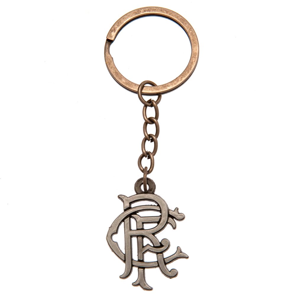 TM-01653-Rangers-FC-Keyring-Scroll-Crest-AS Official Rangers FC Antique Silver Scroll Crest Keyring