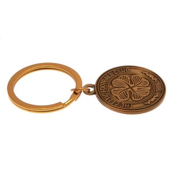 TM-01961-Celtic-FC-Keyring-AG-1 Official Celtic FC Antique Gold Crest Keyring