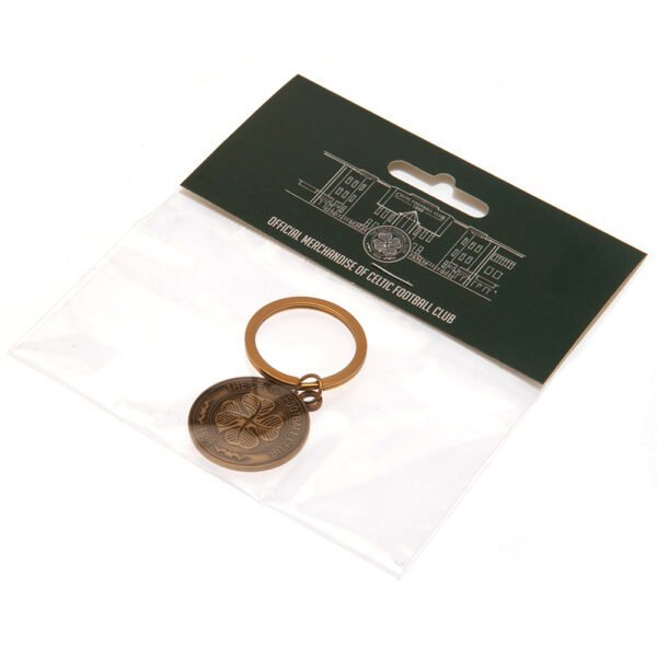TM-01961-Celtic-FC-Keyring-AG-2 Official Celtic FC Antique Gold Crest Keyring