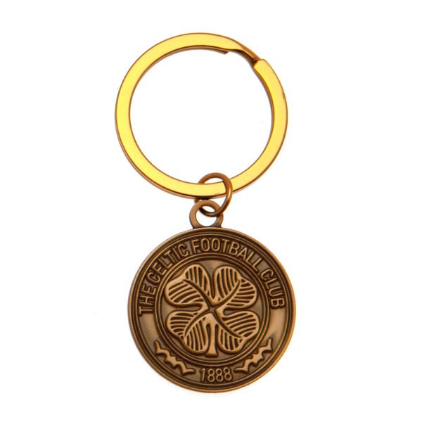 TM-01961-Celtic-FC-Keyring-AG Official Celtic FC Antique Gold Crest Keyring