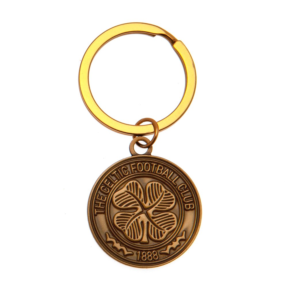 TM-01961-Celtic-FC-Keyring-AG Official Celtic FC Antique Gold Crest Keyring