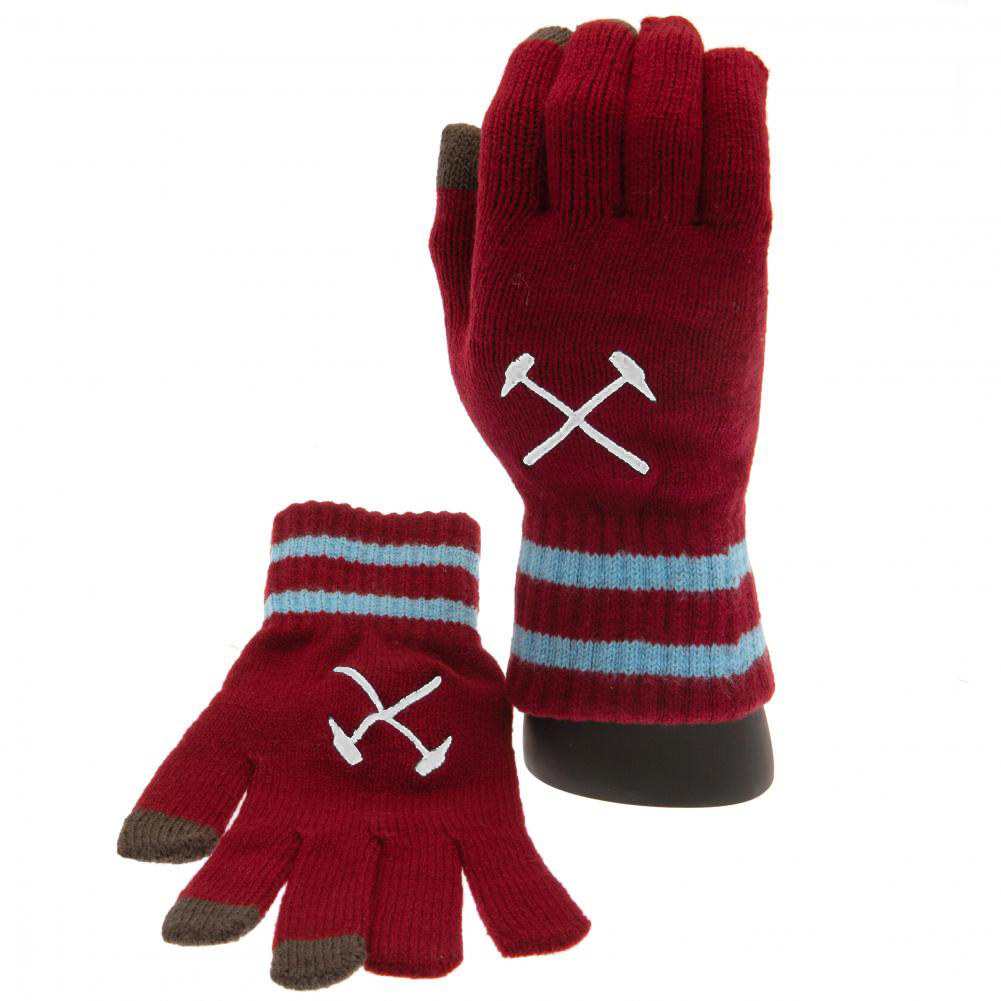 TM-02170-West-Ham-United-FC-Touchscreen-Knitted-Gloves-Youths Official West Ham United FC Touchscreen Knitted Gloves Youths
