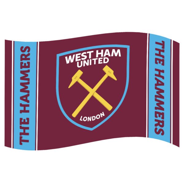 TM-03957-West-Ham-United-FC-Crest-Stripe-Flag Official West Ham United FC Crest Stripe Flag