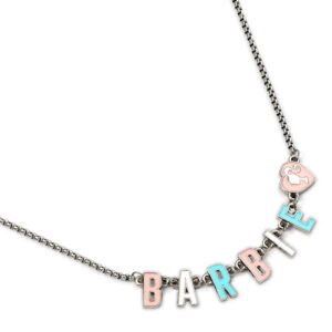 TM-04002-Barbie-Silver-Plated-Enamel-Letter-Necklace Official Barbie Silver Plated Enamel Letter Necklace