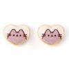 Official Pusheen Gold Plated Heart Stud Earrings