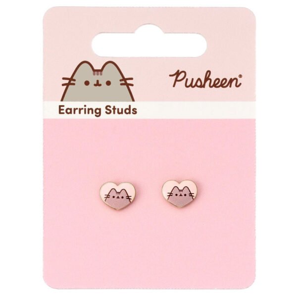 Official Pusheen Gold Plated Heart Stud Earrings