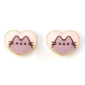 TM-04742-Pusheen-Gold-Plated-Heart-Earrings Official Pusheen Gold Plated Heart Stud Earrings