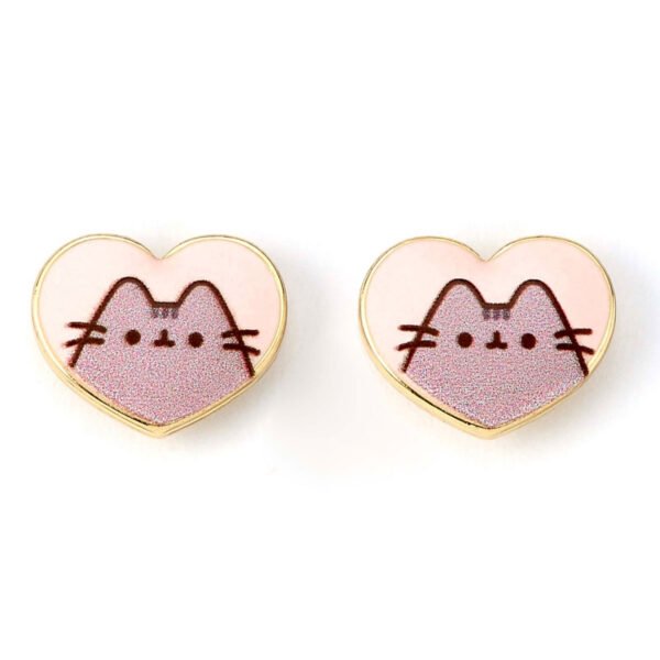 Official Pusheen Gold Plated Heart Stud Earrings