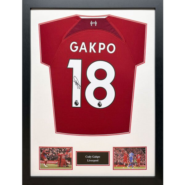 TM-04981-Liverpool-FC-Gapko-Signed-Shirt-Framed Official Liverpool FC Gakpo Signed Shirt (Framed)