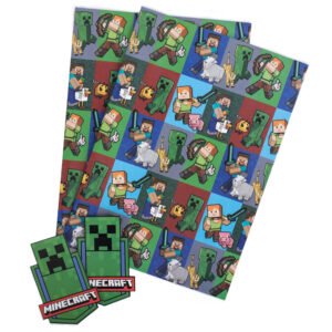 TM-05635-Minecraft-Gift-Wrap Official Minecraft Characters Gift Wrap