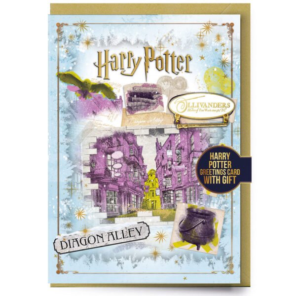 TM-06065-Harry-Potter-Diagon-Alley-Greetings-Card-with-Badge Official Harry Potter Diagon Alley Greetings Card with Badge
