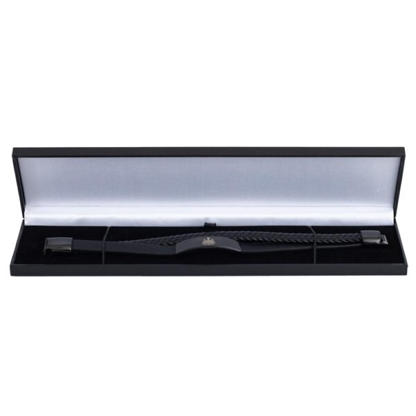 TM-06080-Newcastle-United-FC-Black-IP-Leather-Bracelet-3 Official Newcastle United FC Black IP Leather Bracelet