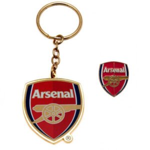 TM-06442-Arsenal-FC-Keyring-Badge-Set Official Arsenal FC Keyring & Badge Set